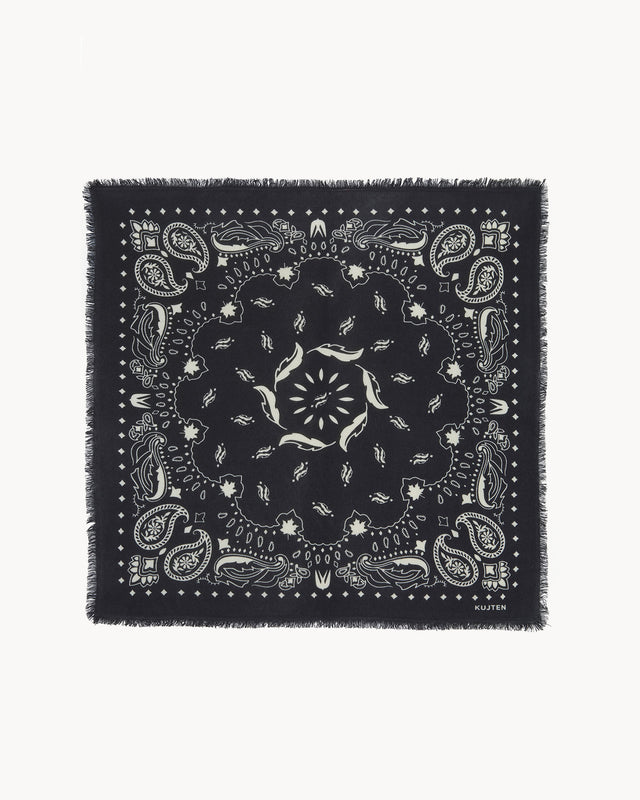 Grand Bandana Hachiko Feather noir - blanc - Image principale