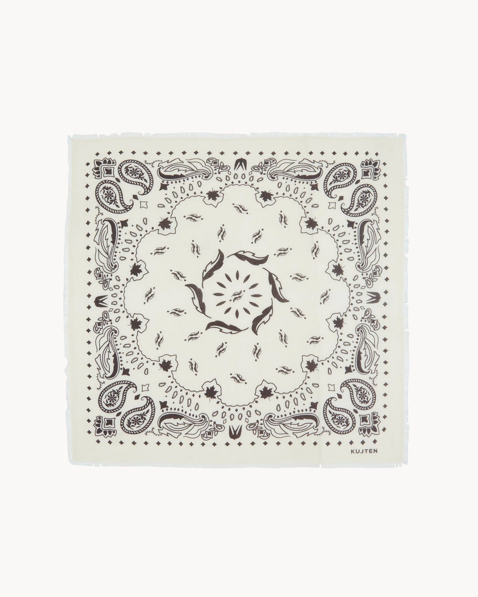 Bandana en cachemire blanc et marron pour femme et pour homme - Kujten packshot