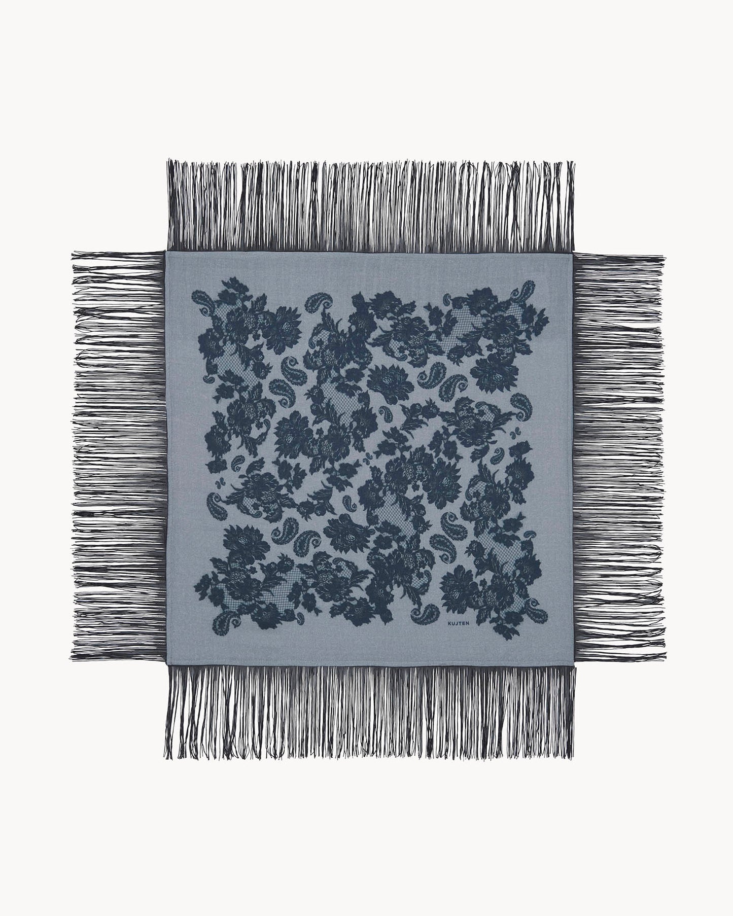 Small Bandana Heli Lace Fringes flannel grey
