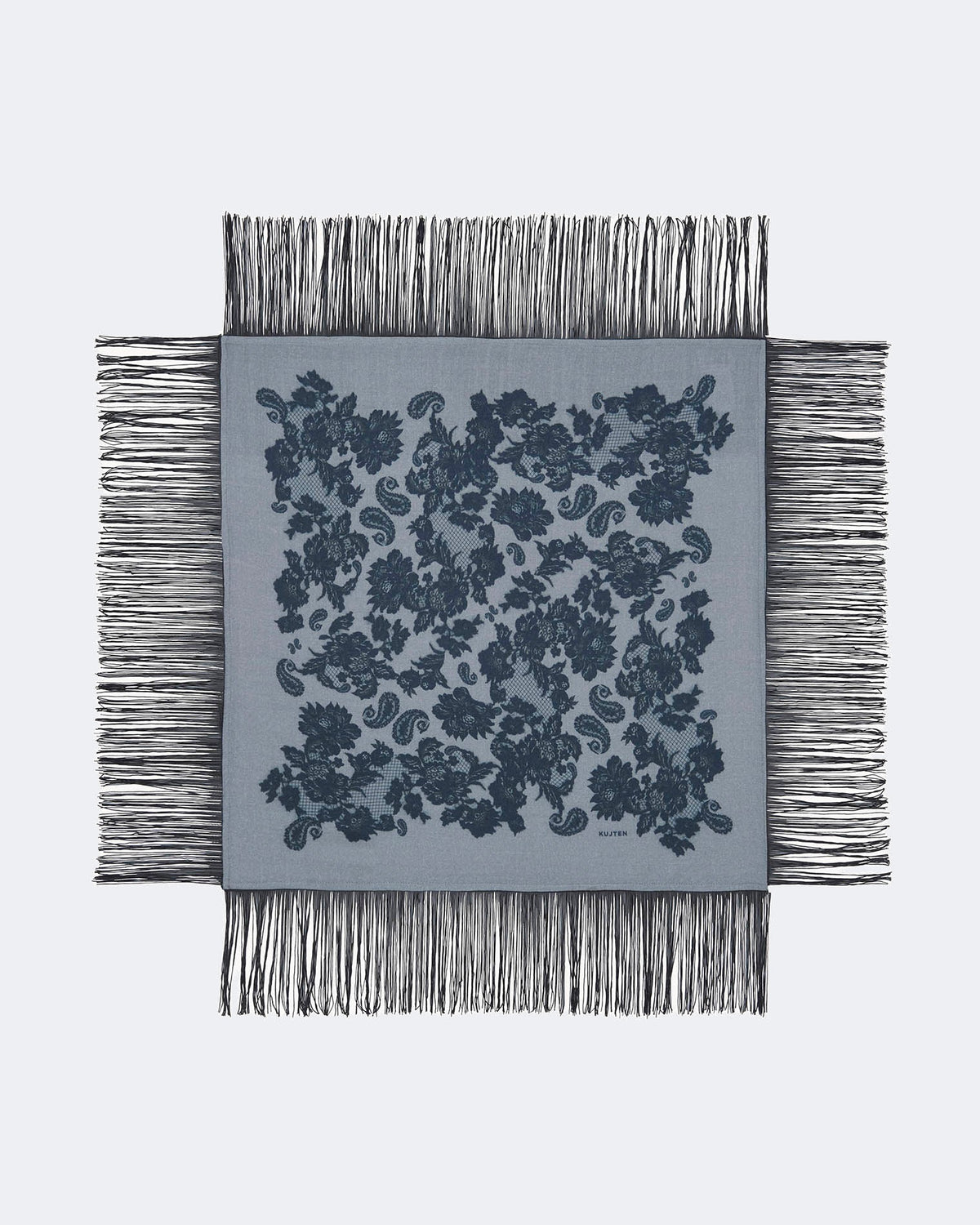 Small Bandana Heli Lace Fringes flannel grey
