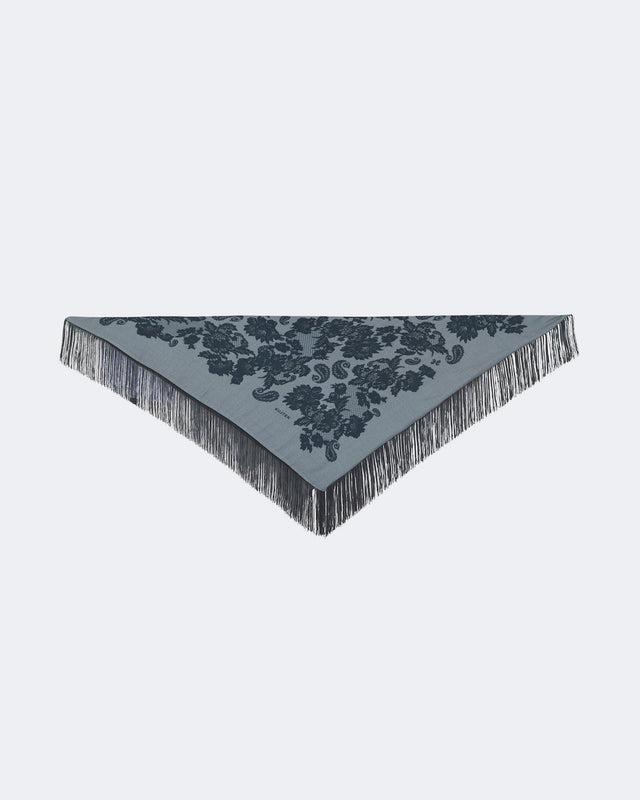 Small Bandana Heli Lace Fringes flannel grey - Image principale