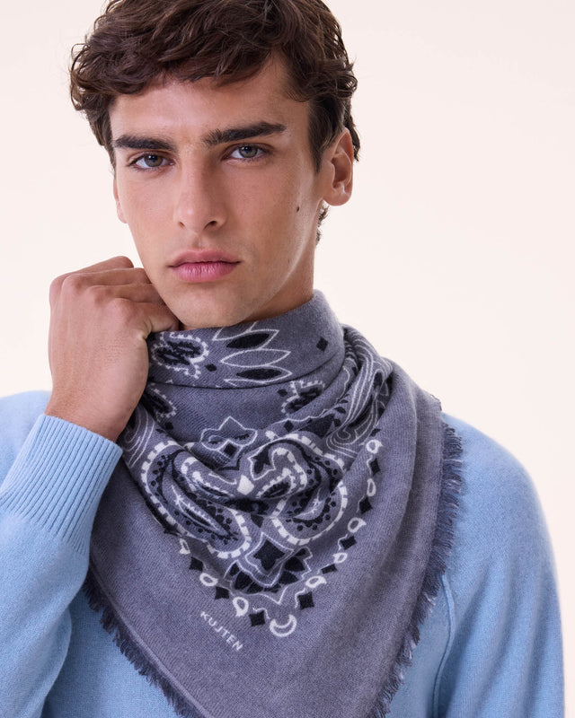 Grand Bandana Hachiko Bico gris flanelle - Image principale