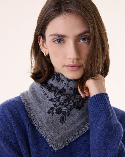 Small Bandana Hachi Lace flannel gray - Image principale