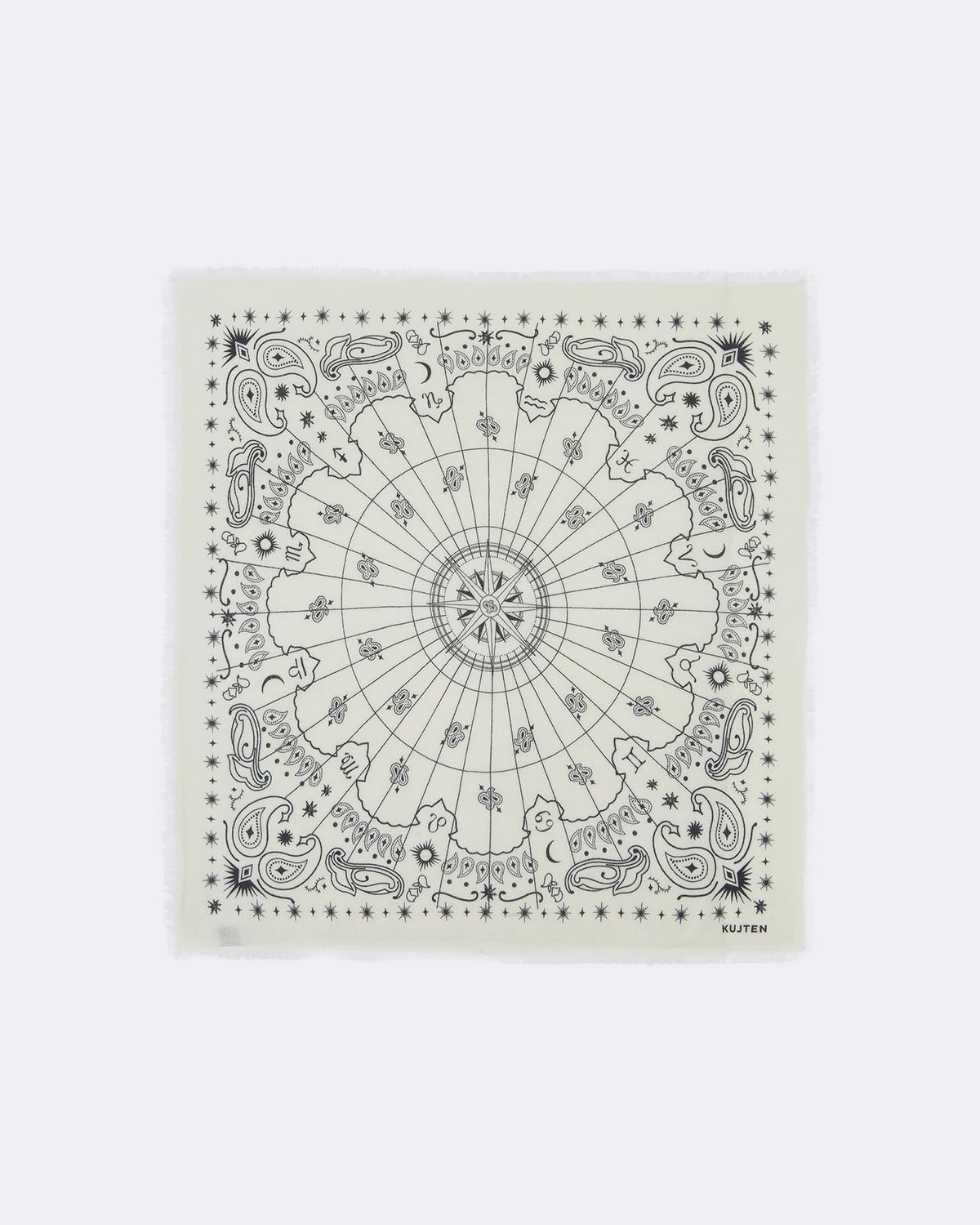 Bandana en cachemire blanc pour femme et pour homme - Kujten packshot