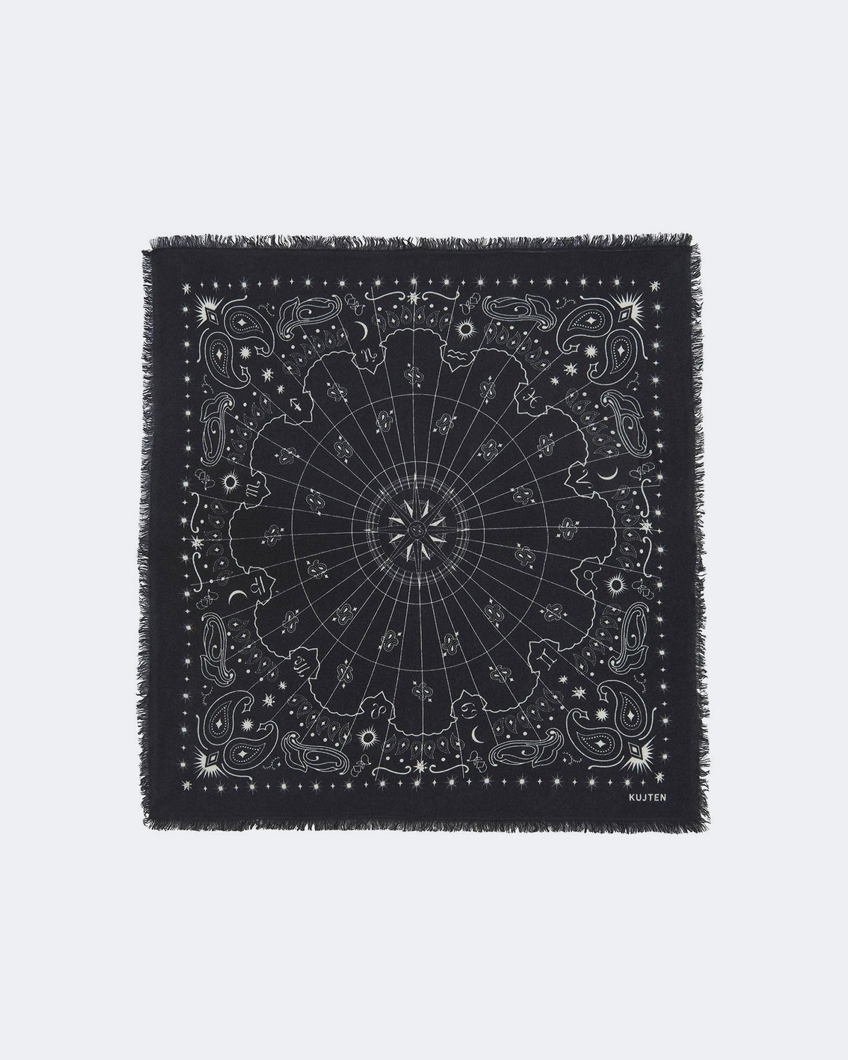 Bandana en cachemire noir pour femme et pour homme - Kujten packshot