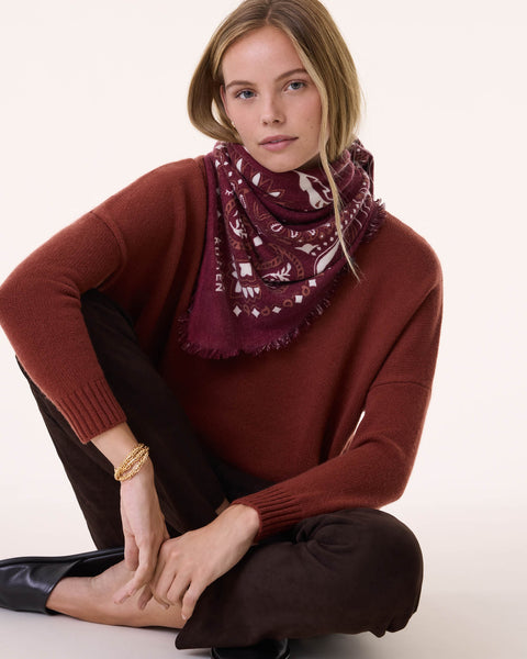 Grand Bandana Hachiko Feather Bico bordeaux - Image principale