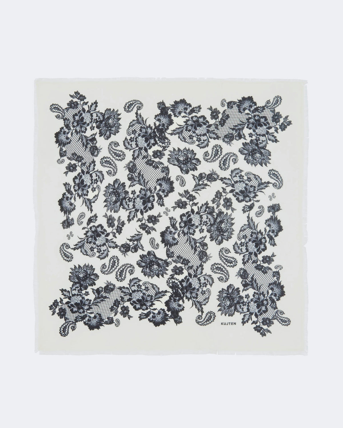 Bandana en cachemire blanc et noir pour femme - Kujten packshot