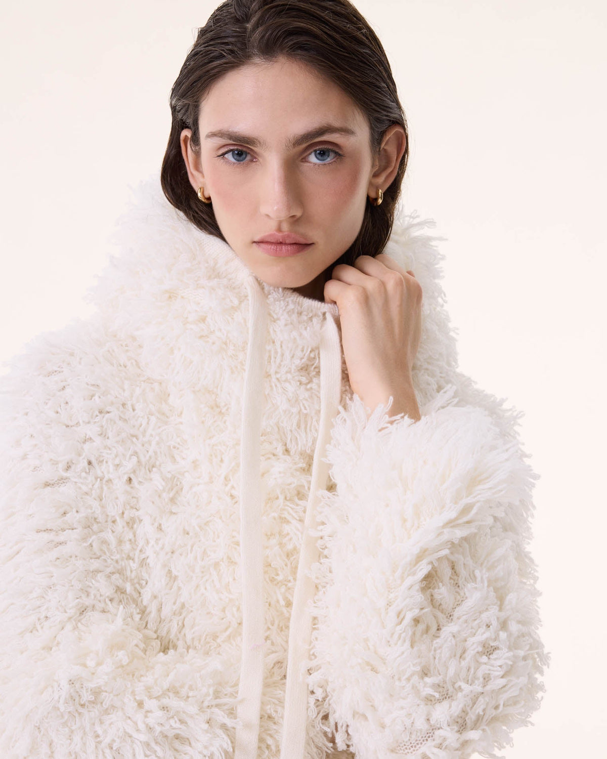 Cagoule sybel yeti cachemire blanc - Kujten