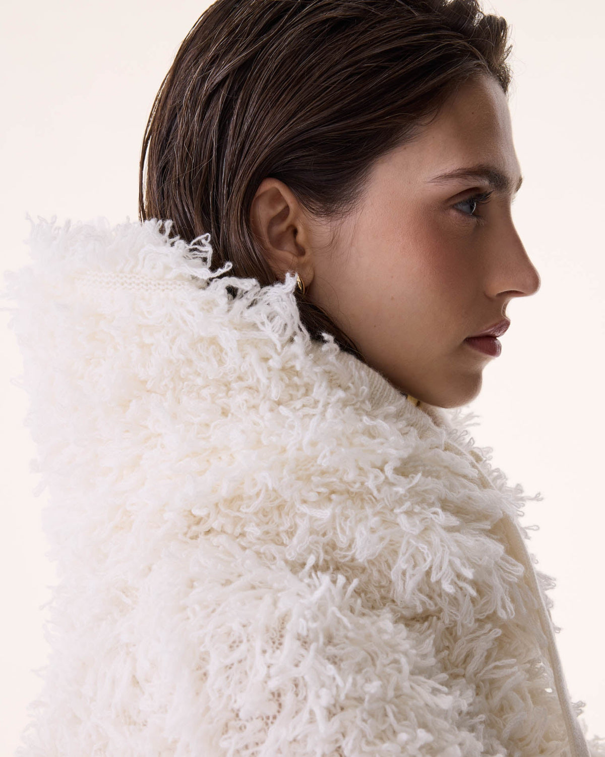Cagoule en cachemire blanc pour femme - Kujten