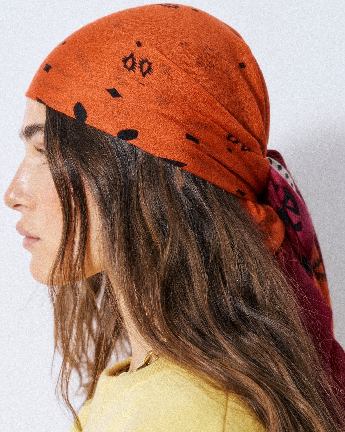 Très Grand Bandana Effy Square Dye fuschia