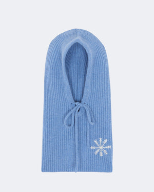 Cagoule sybel snowflake cachemire bleu - Kujten packshot
