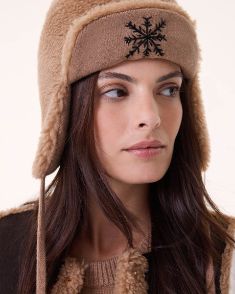 Hat Chapka Snowflake camel beige - Image 1
