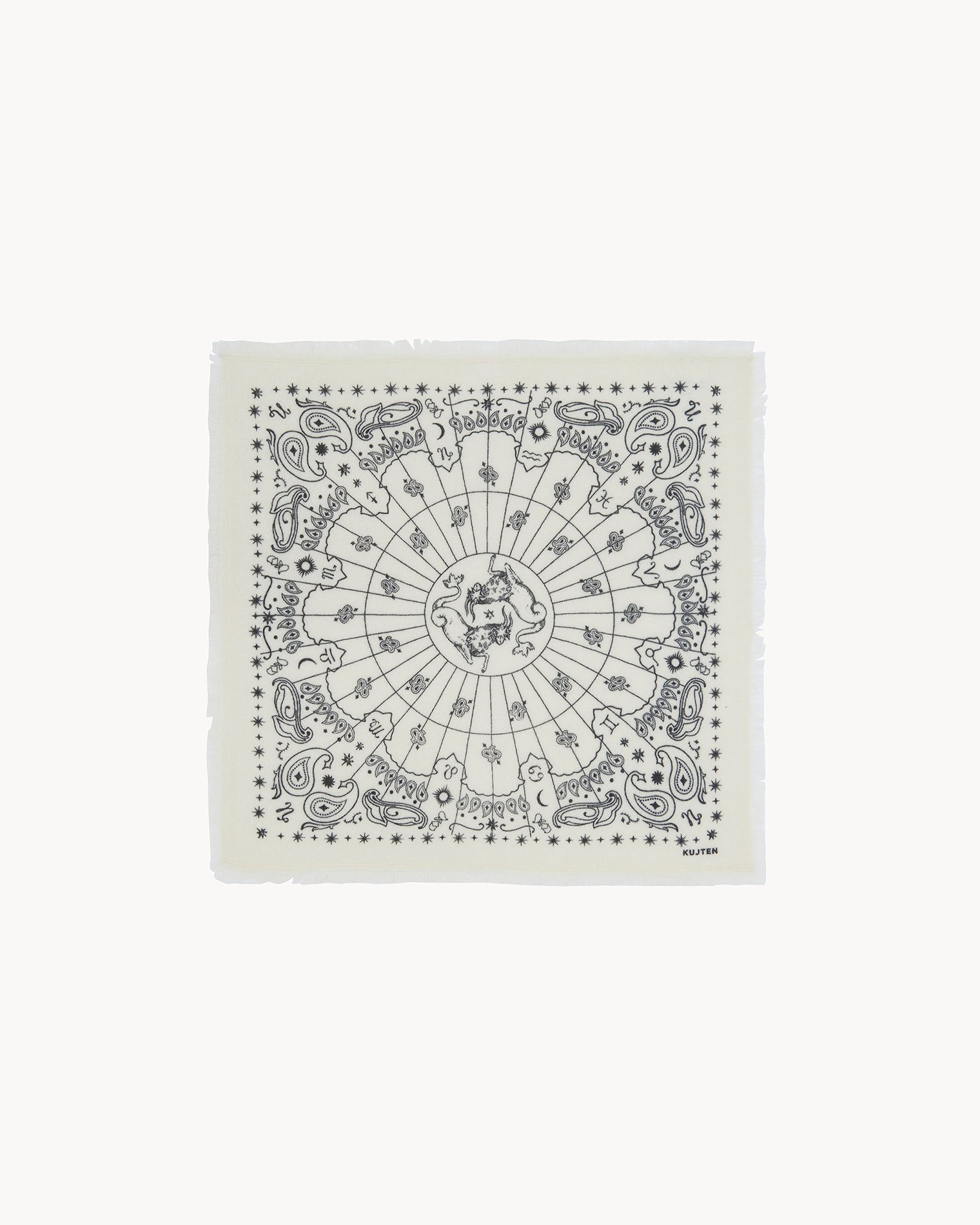 Bandana en cachemire blanc pour femme et pour homme - Kujten packshot