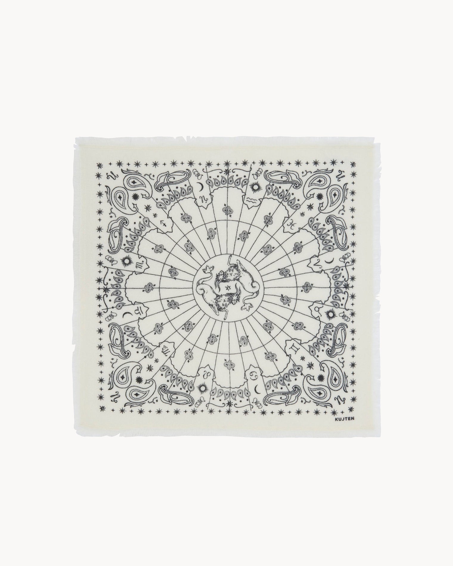 Petit Bandana Cachemire Imprimé Signe Astrologique Capricorne | Kujten Cachemire