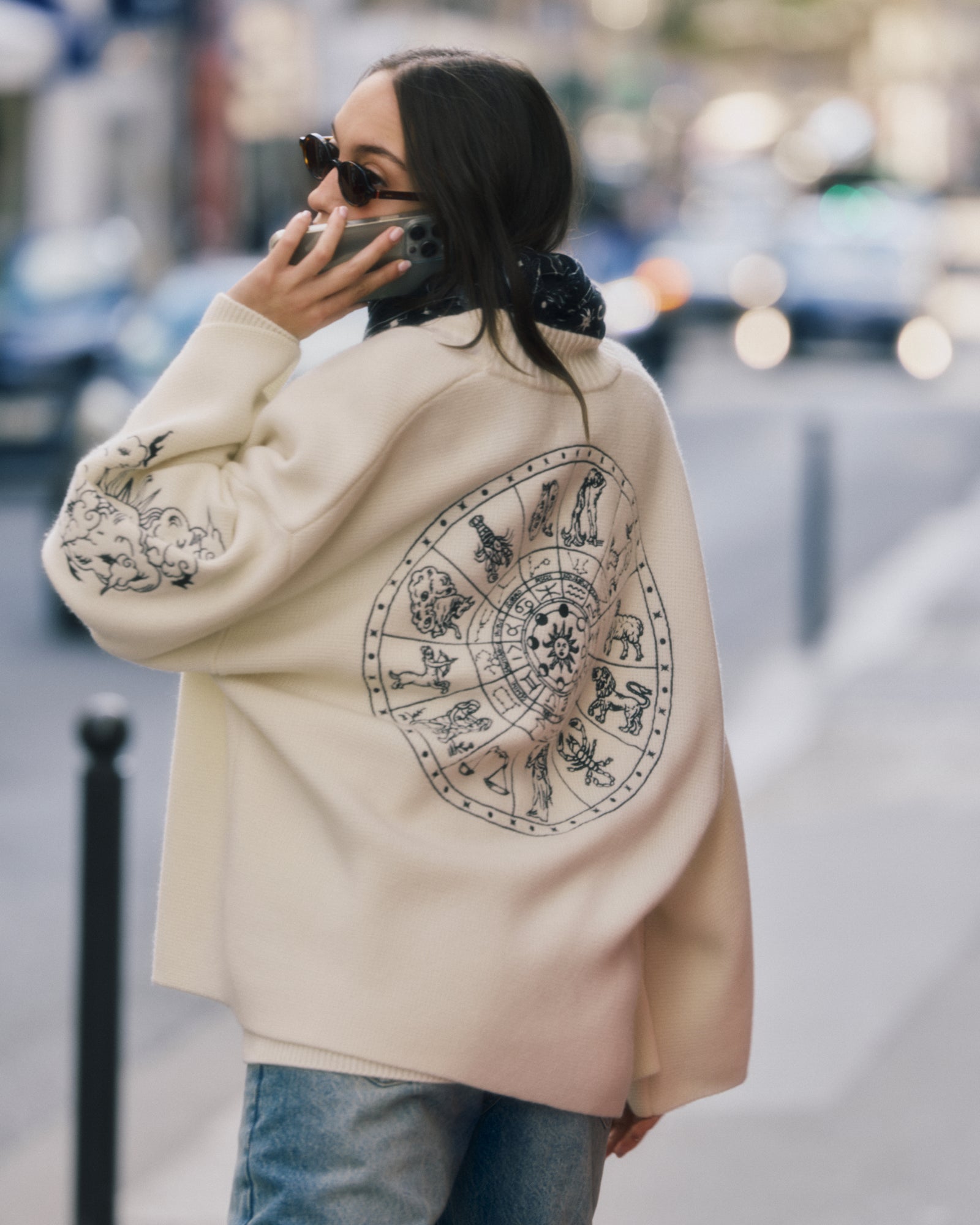 Veste blanche astro cachemire Kujten