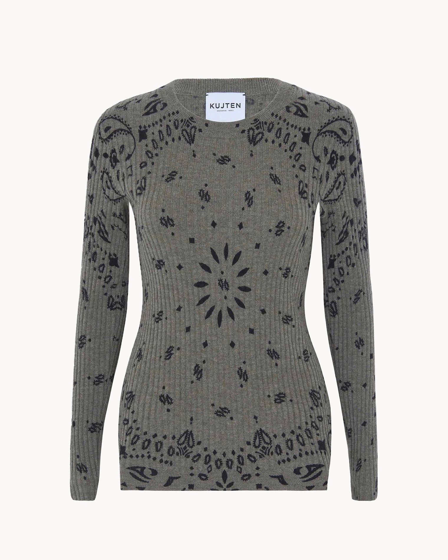 Pull en cachemire kaki pour femme - Kujten packshot