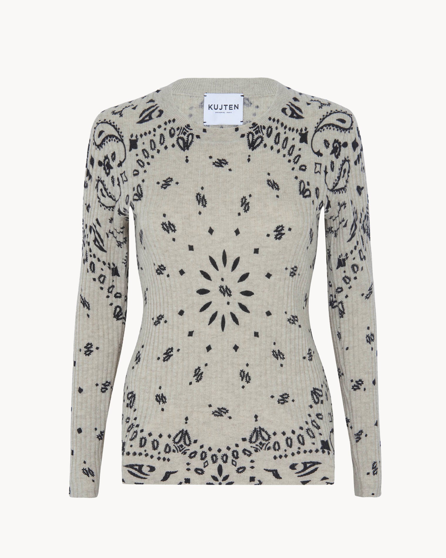 Pull en cachemire blanc beige pour femme - Kujten packshot