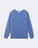 Pull en cachemire bleu pour femme - Kujten packshot