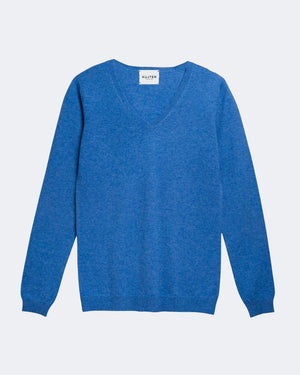 Pull en cachemire bleu pour femme - Kujten packshot