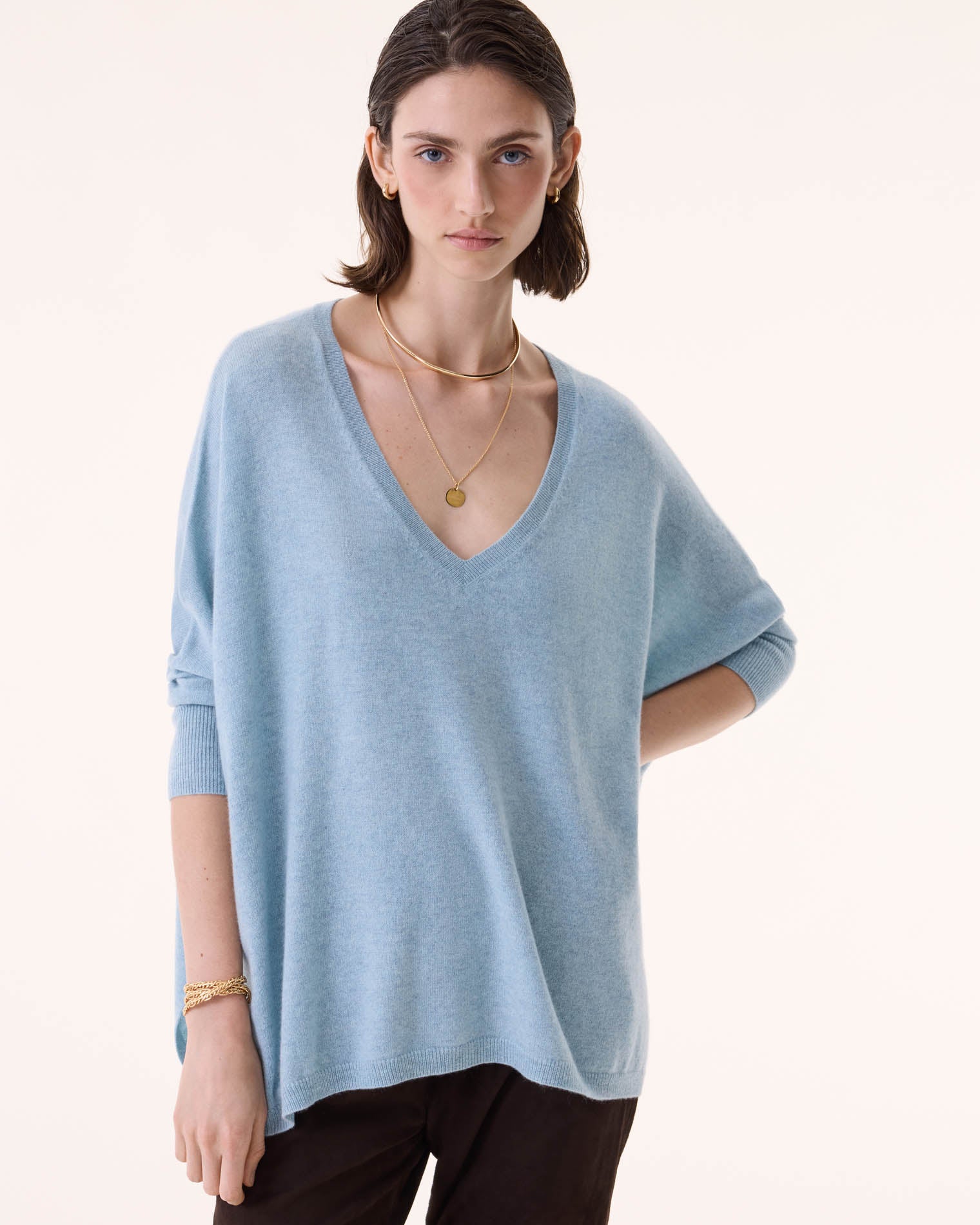 Pull en cachemire bleu pour femme - Kujten