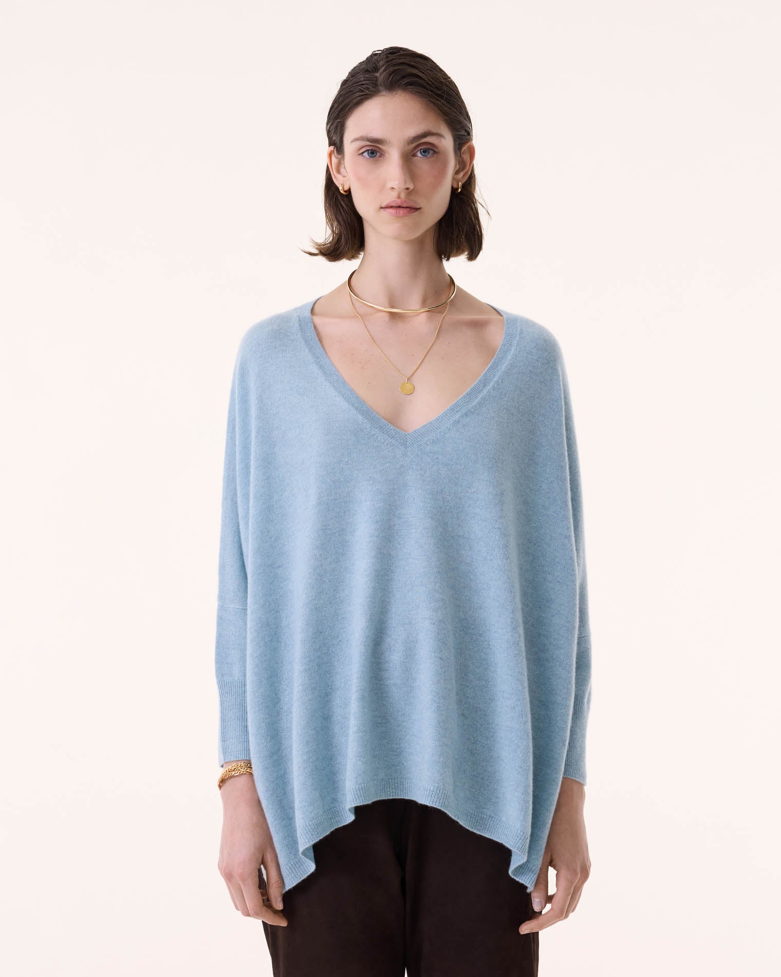 Pull minie cachemire bleu - Kujten