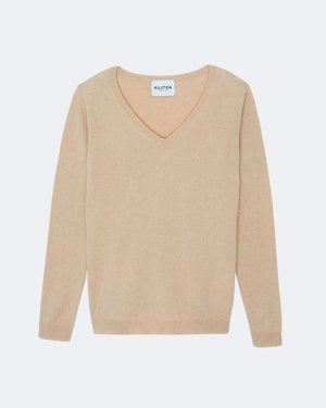 Pull en cachemire beige pour femme - Kujten packshot
