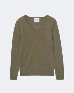 Pull en cachemire kaki pour femme - Kujten packshot