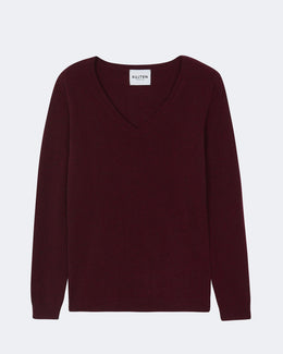 Pull en cachemire bordeaux pour femme - Kujten packshot