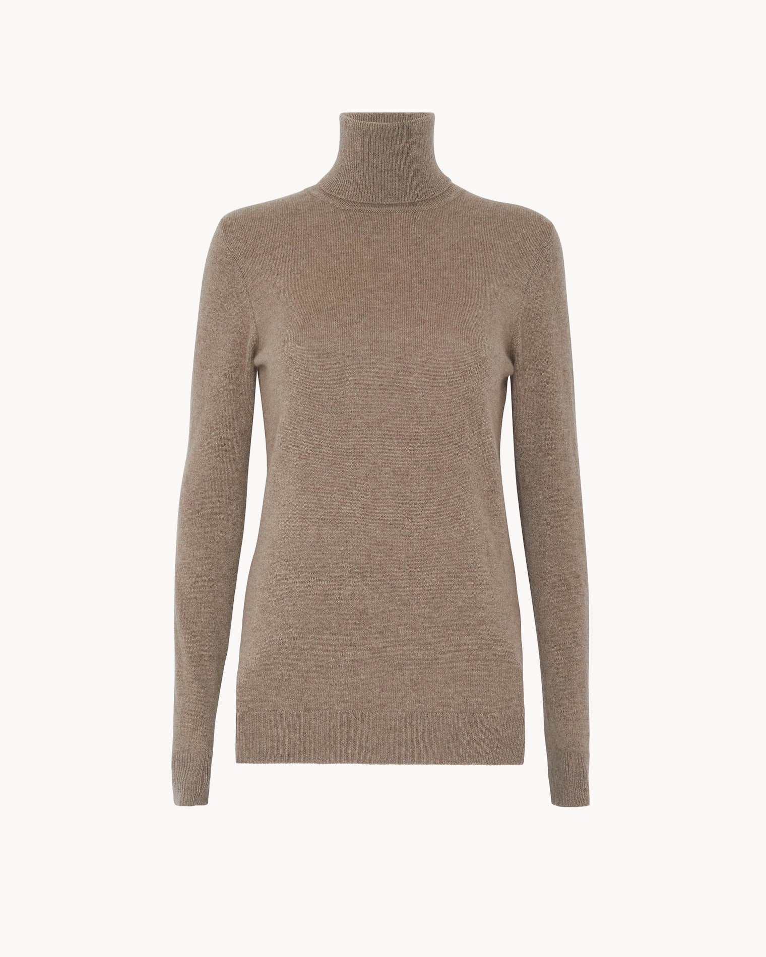 Taupe Women Turtleneck Cashmere Sweater Kujten Cashmere