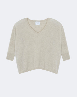 Pull en cachemire blanc et beige pour femme - Kujten packshot