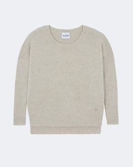 Pull en cachemire blanc et beige pour femme - Kujten packshot