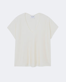 Top en cachemire & soie blanc pour femme - Kujten packshot