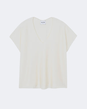 Top en cachemire & soie blanc pour femme - Kujten packshot
