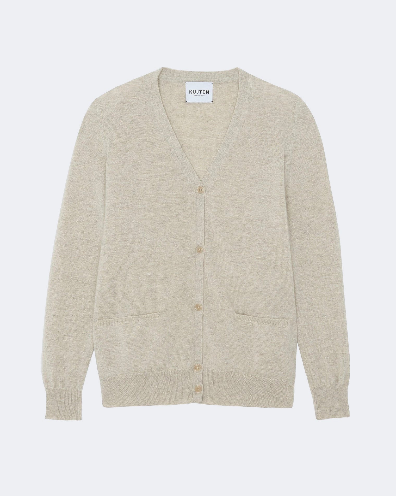 Gilet en cachemire blanc et beige pour femme - Kujten packshot
