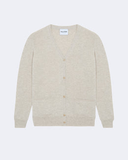 Gilet en cachemire blanc et beige pour femme - Kujten packshot