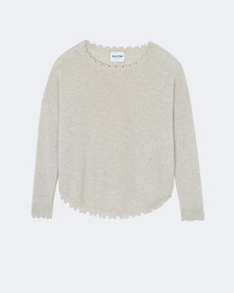 Pull en cachemire blanc et beige pour femme - Kujten packshot