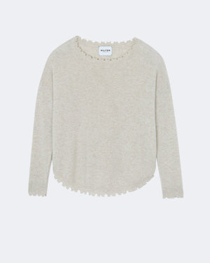 Pull en cachemire blanc et beige pour femme - Kujten packshot