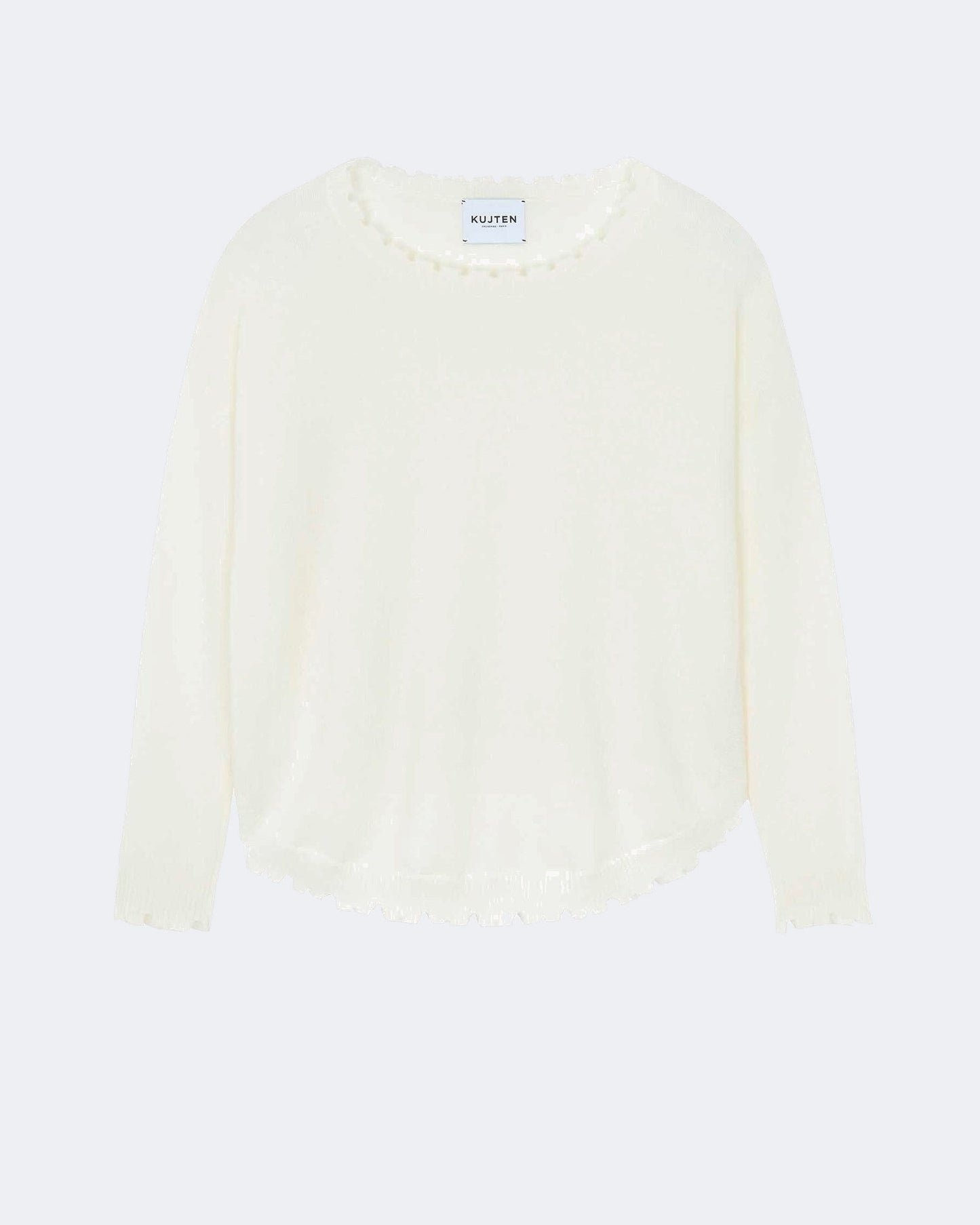 Pull en cachemire blanc pour femme - Kujten packshot
