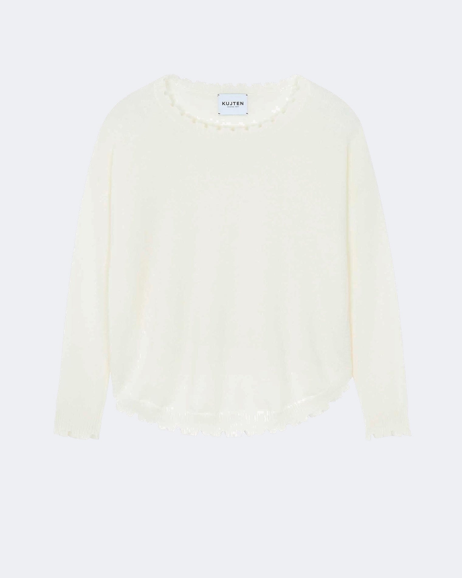 Pull en cachemire blanc pour femme - Kujten packshot