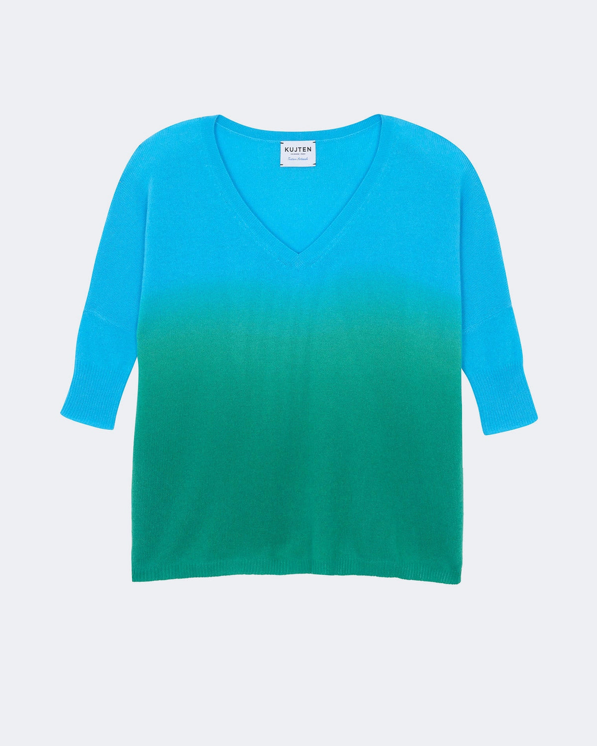Pull en cachemire bleu pour femme - Kujten packshot