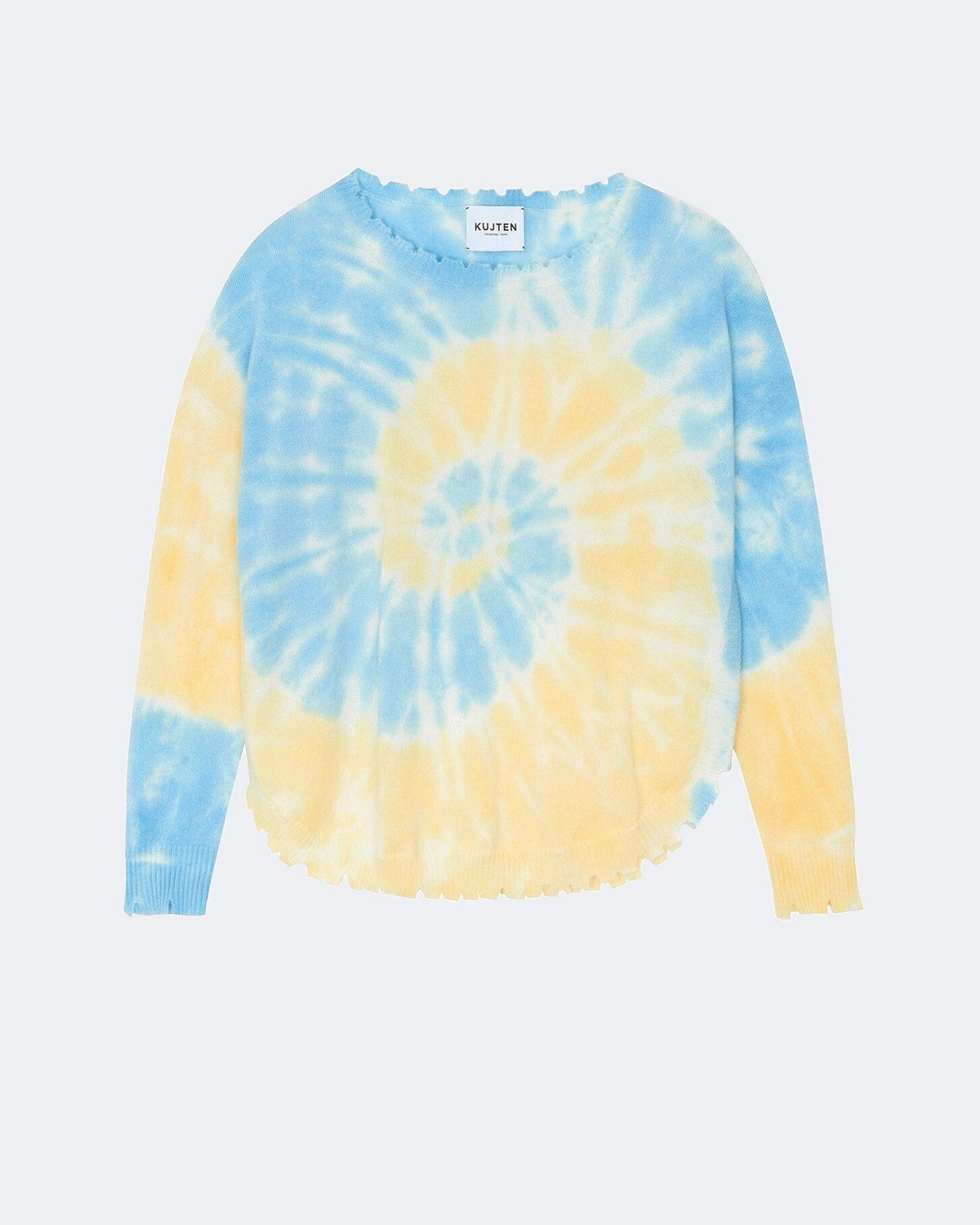 Pull en cachemire bleu pour femme - Kujten packshot
