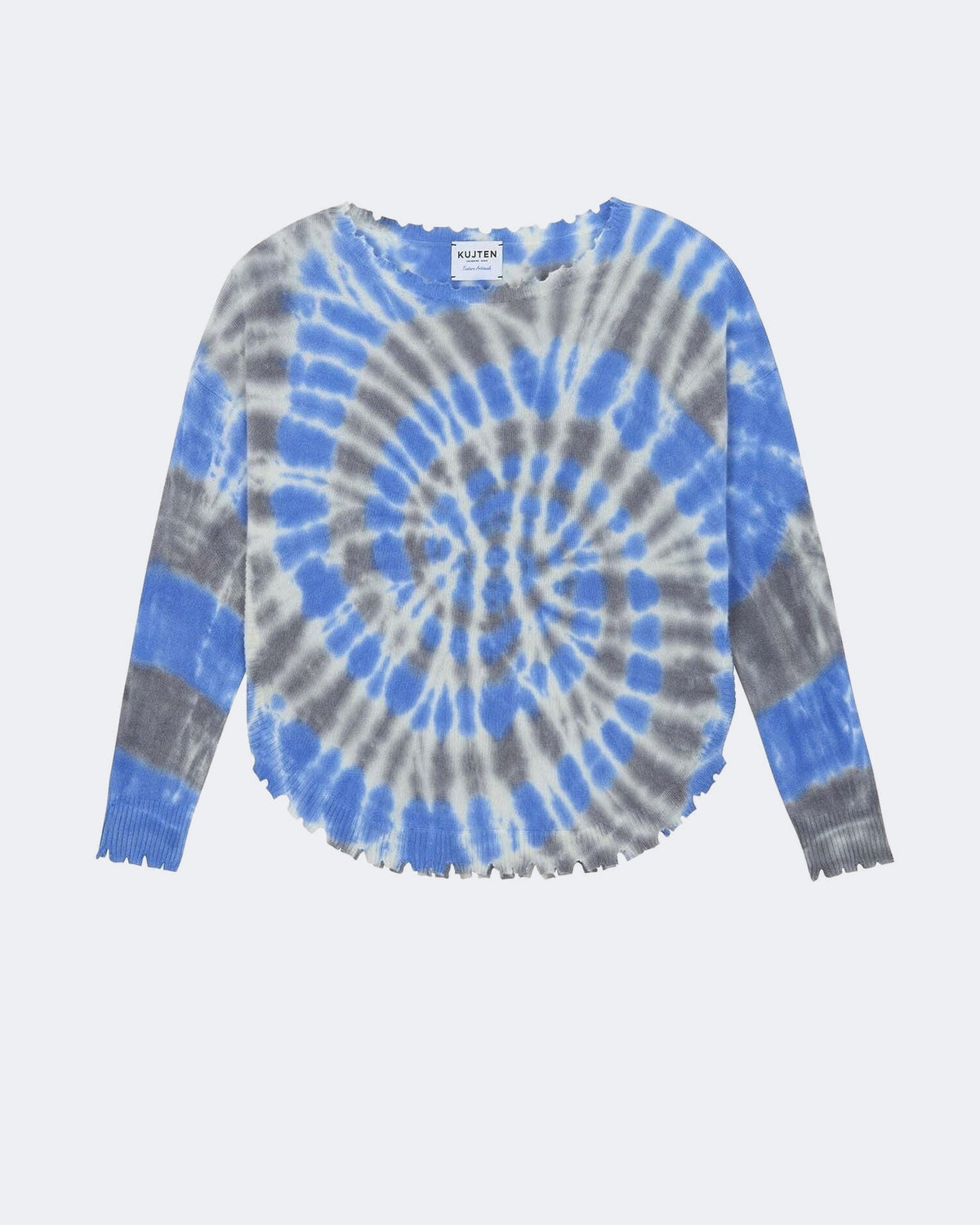 Pull en cachemire bleu et gris pour femme - Kujten packshot
