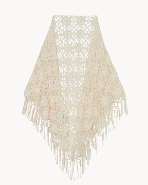 Poncho Gypsy Flowers blanc - Image principale