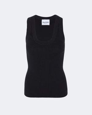 Top en cachemire & soie noir pour femme - Kujten packshot