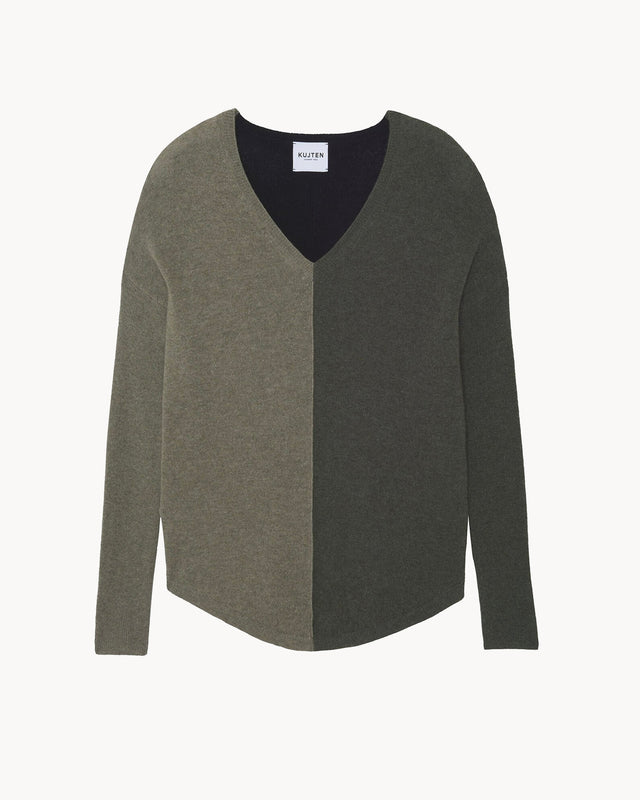 Sweater Misha Colorblock marl khaki - Image principale