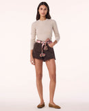 Pull bibi tricotage jersey blanc et beige - Kujten
