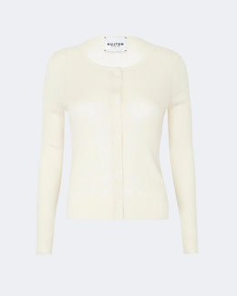 Gilet en cachemire & soie blanc pour femme - Kujten packshot