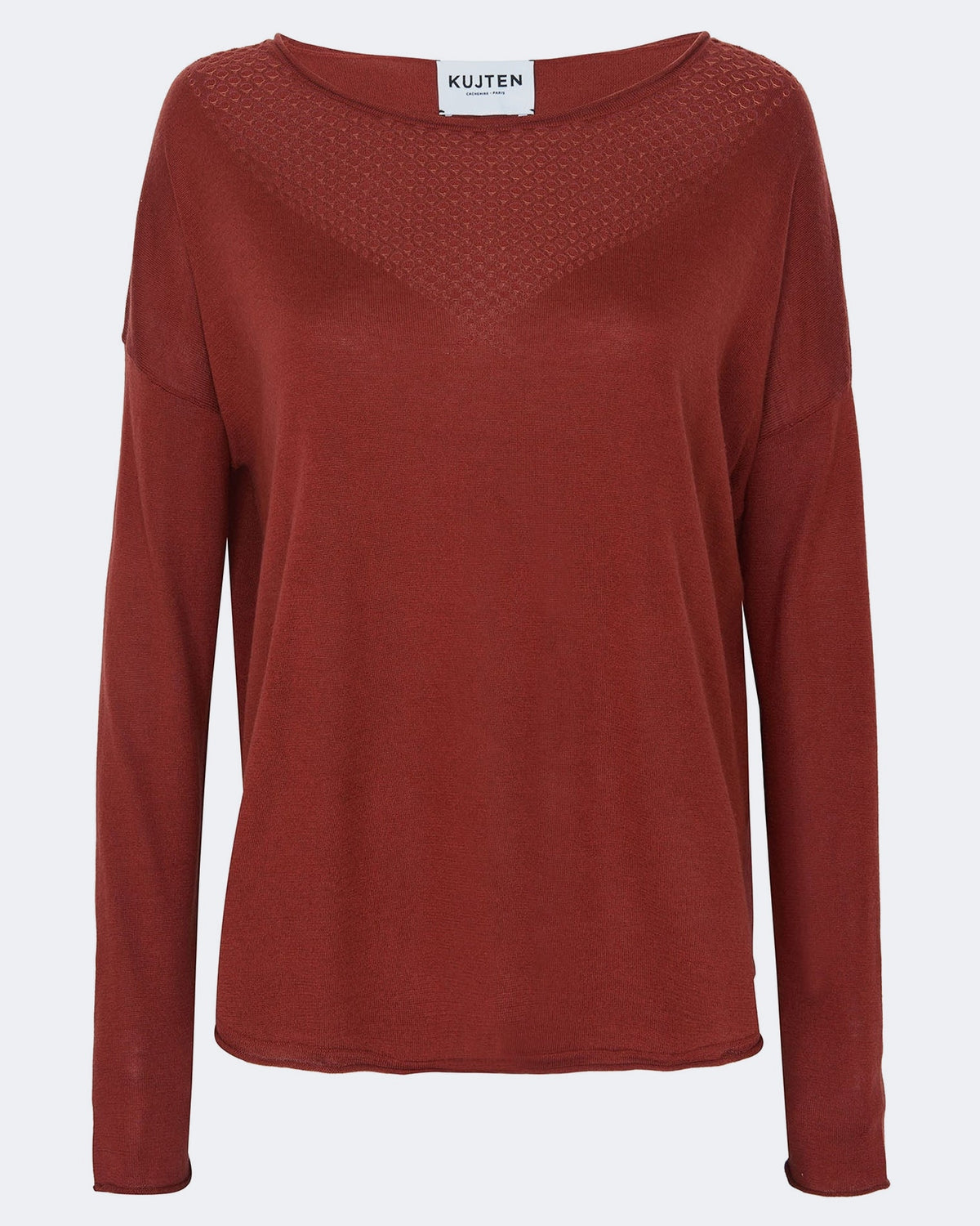 Pull en cachemire & soie bordeaux et marron pour femme - Kujten packshot