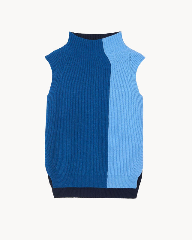 Pull Erika Colorblock bleu jeans - Image principale