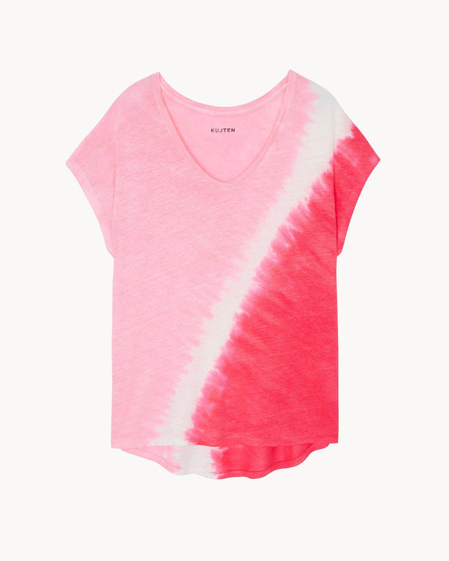 T-Shirt Yasmina Bicolor fluorescent pink - Image principale